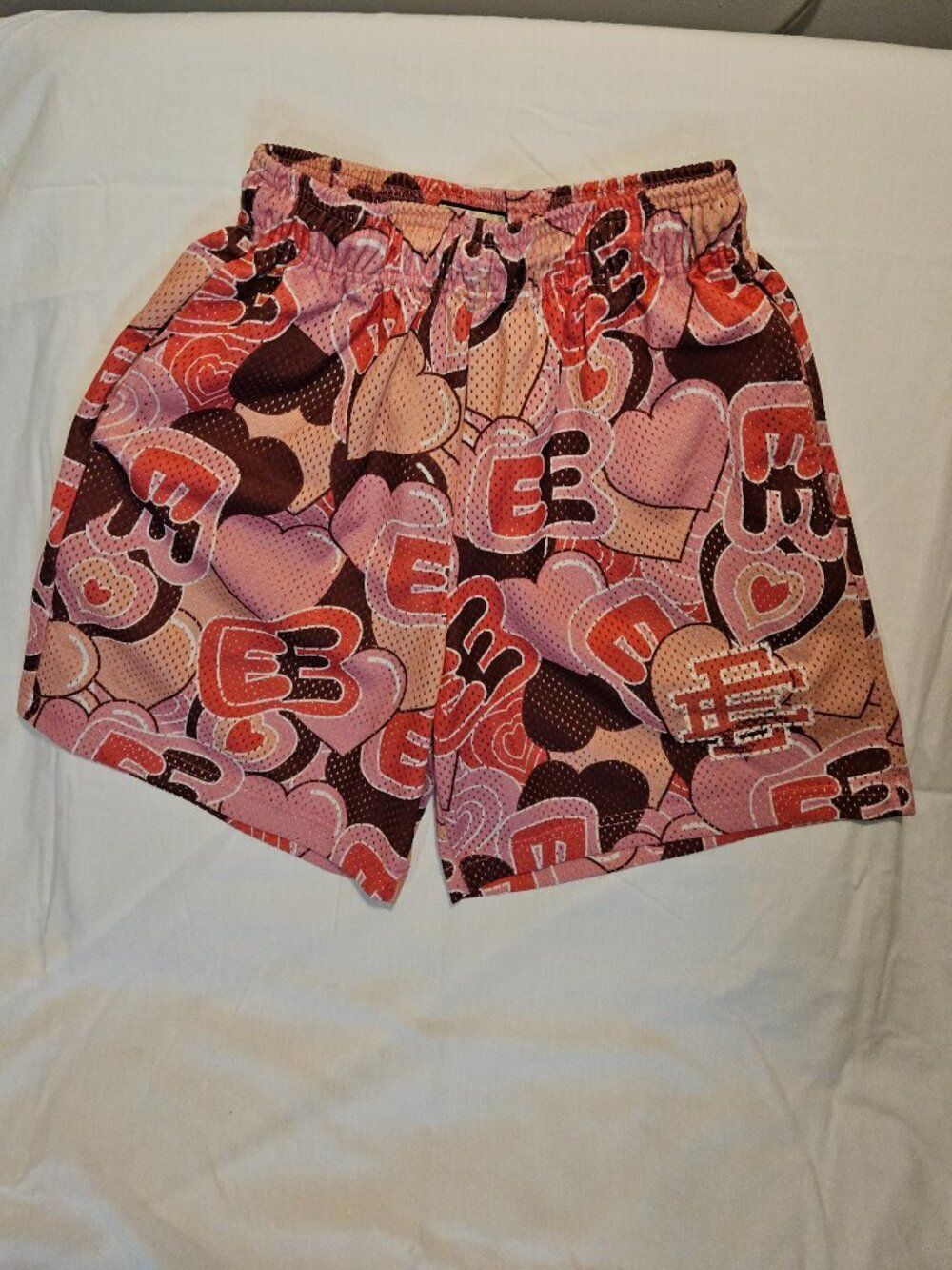 Eric Emanuel EE Basic Printed Mesh Shorts Candy Hearts Valentine's Day - Medium